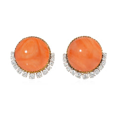 Mid-Century Van Cleef & Arpels coral and diamond crescent earrings