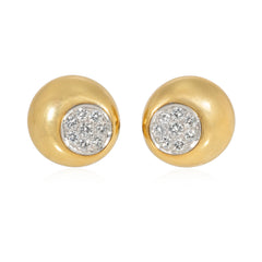 Gold and diamond convex earrings