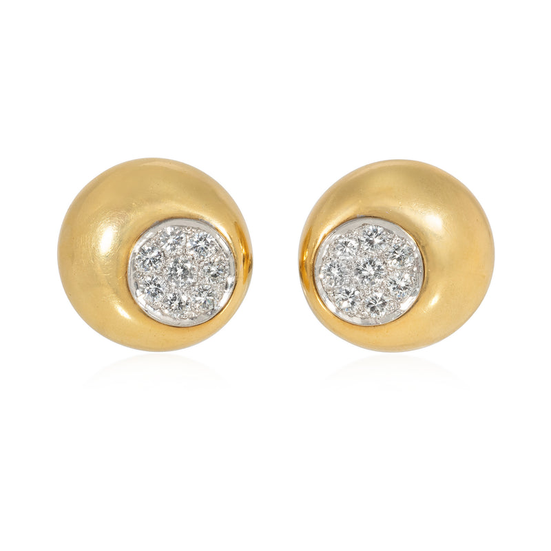 Gold and diamond convex earrings