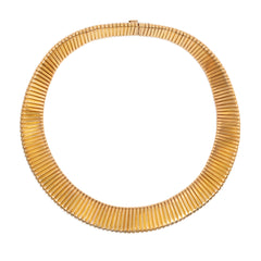 Retro French gold pyramidal tubogas necklace