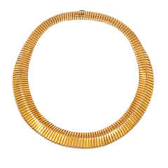 Retro French gold pyramidal tubogas necklace