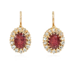 Antique diamond and garnet cluster earrings