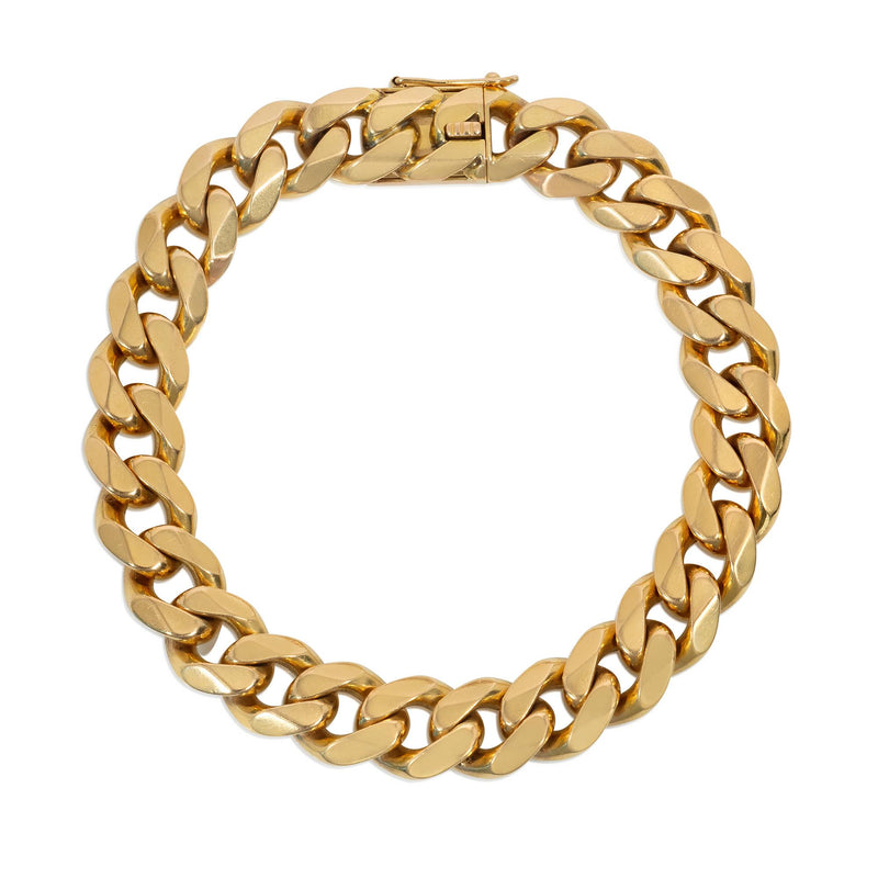 French Mid-Century gold, bevelled edge, curblink bracelet