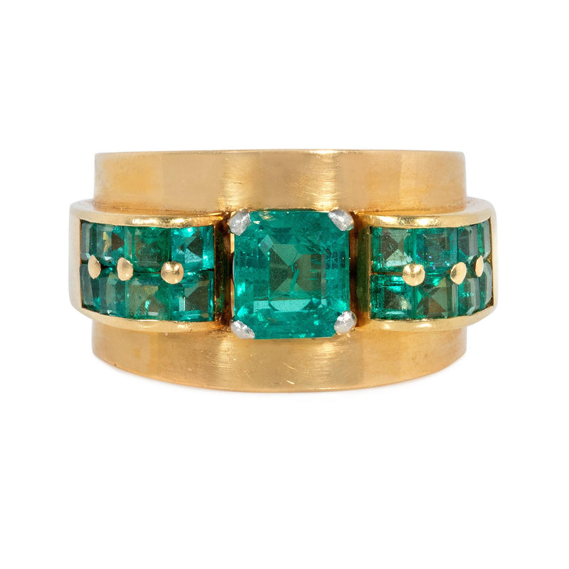 Boucheron, Paris Retro emerald and gold cocktail ring