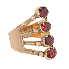 French antique gold and garnet harem ring