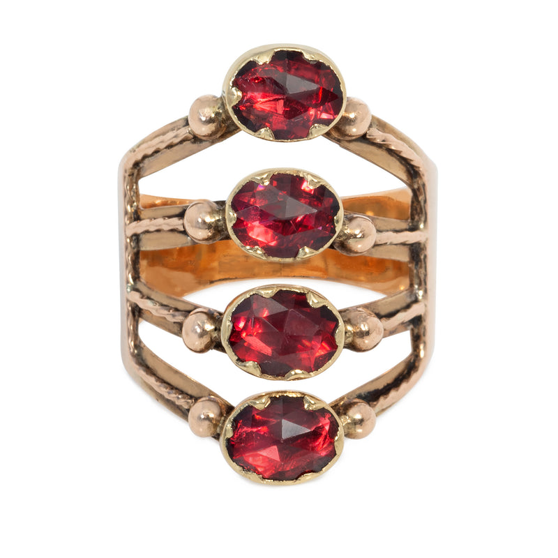 French antique gold and garnet harem ring