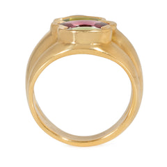 French buff-top amethyst and peridot cocktail ring