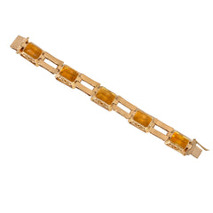 Retro gold and citrine tank bracelet