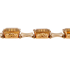 Retro gold and citrine tank bracelet