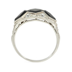 Marcus and Co. Art Deco onyx and diamond ring