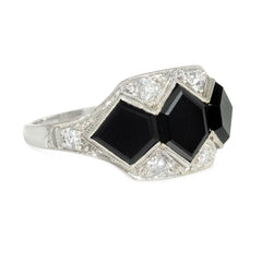 Marcus and Co. Art Deco onyx and diamond ring