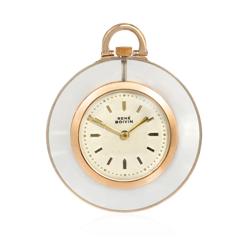 Art Deco René Boivin gold and rock crystal pendant watch