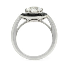 Art Deco onyx and diamond hexagonal ring