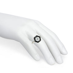 Art Deco onyx and diamond hexagonal ring