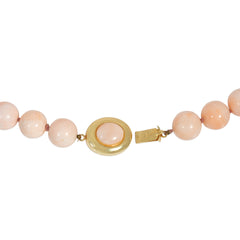 Angel skin coral bead and gold necklace