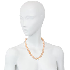 Angel skin coral bead and gold necklace