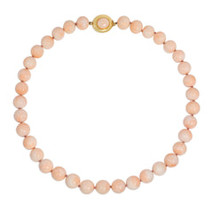 Angel skin coral bead and gold necklace