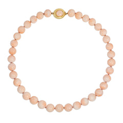 Angel skin coral bead and gold necklace