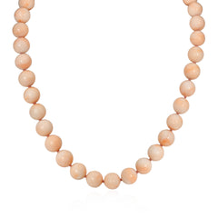 Angel skin coral bead and gold necklace