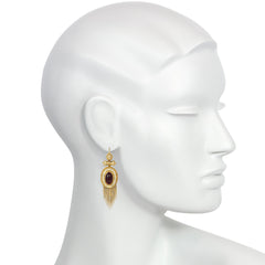 Antique garnet and white enamel fringe earrings