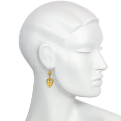 Antique gold and turquoise amphorae earrings