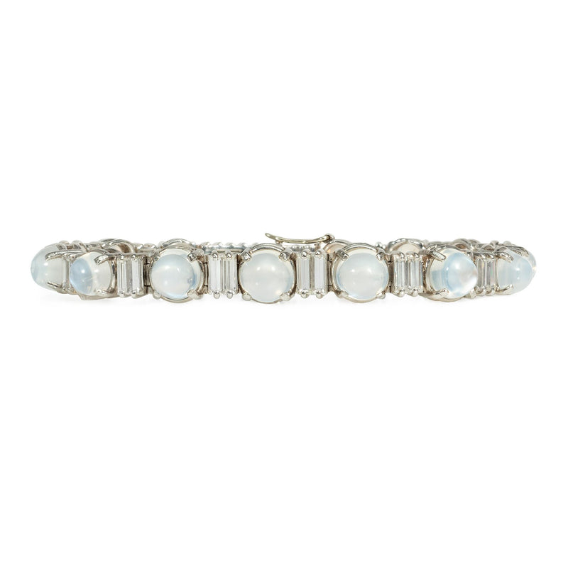 French Retro moonstone and diamond bracelet