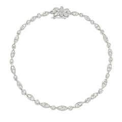 Navette plaques and rounds diamond bracelet