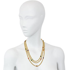 Austrian gold and multi-gem cabochon longuard chain necklace