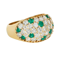 French polka-dot emerald and diamond ring