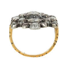 Antique rose-diamond plaque ring