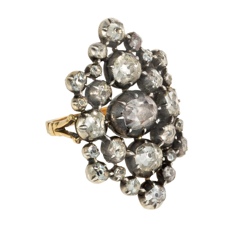 Antique rose-diamond plaque ring