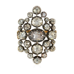 Antique rose-diamond plaque ring