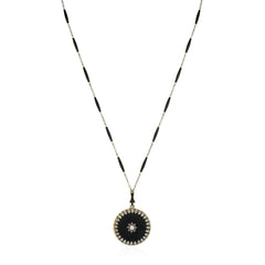Antique Black enamel and diamond, locket necklace