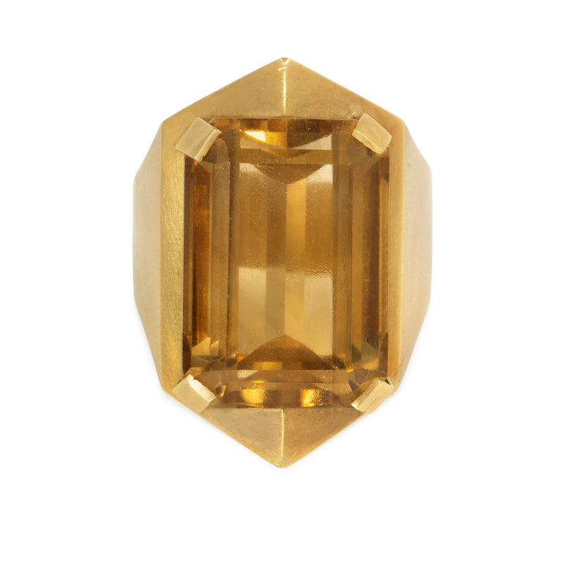 English hexagonal citrine ring