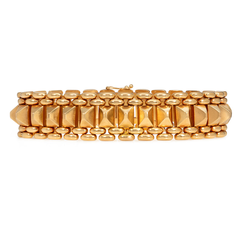 Mid-Century rose gold pyramidal link bracelet