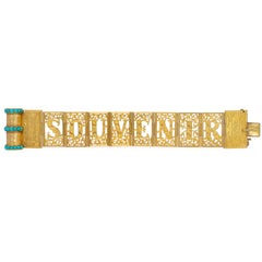 Antique gold and turquoise "Souvenir" book-form bracelet