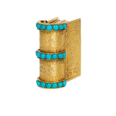 Antique gold and turquoise "Souvenir" book-form bracelet