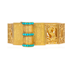 Antique gold and turquoise "Souvenir" book-form bracelet