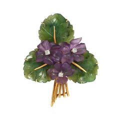 Austrian Retro hardstone posy brooch