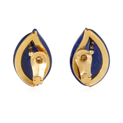 French lapis and diamond flame earrings