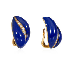 French lapis and diamond flame earrings