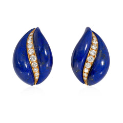 French lapis and diamond flame earrings