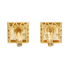 Citrine and gold square earrings