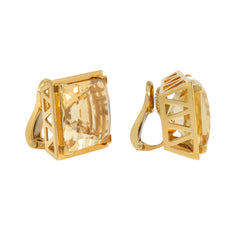Citrine and gold square earrings
