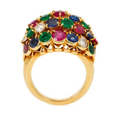 Mid-Century Van Cleef & Arpels bombé multi-gem cocktail ring
