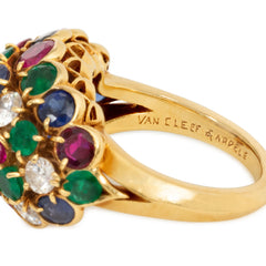 Mid-Century Van Cleef & Arpels bombé multi-gem cocktail ring