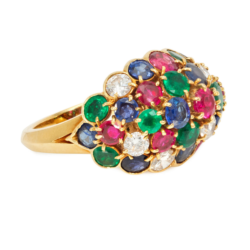 Mid-Century Van Cleef & Arpels bombé multi-gem cocktail ring