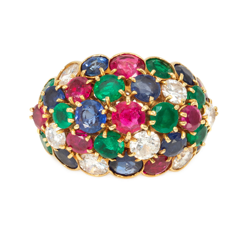 Mid-Century Van Cleef & Arpels bombé multi-gem cocktail ring