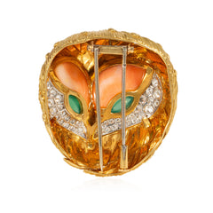Fred Mid-Century French multigem owl brooch