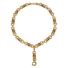 Antique gold fancy-link locket chain